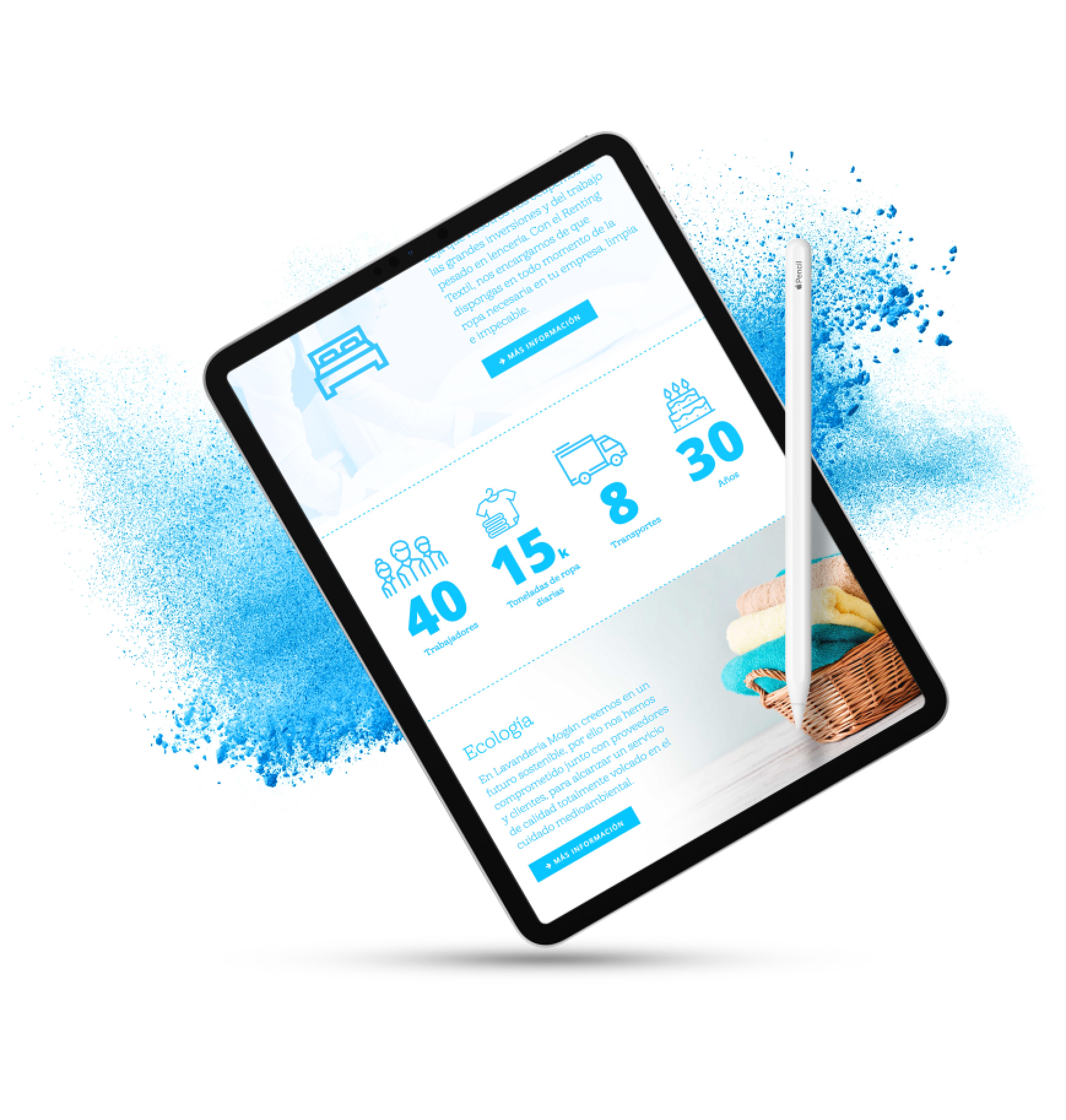 Tarjetas de visita para lavandería Mogan Index adaptada a tablet de lavandería Mogan
